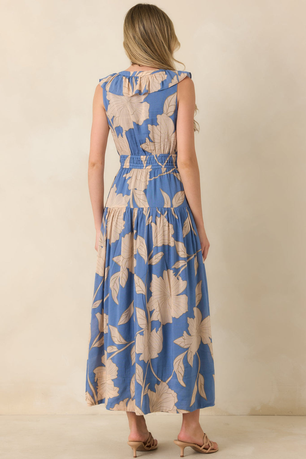Z Supply Malene Lake Blue Blooming Floral Maxi Dress