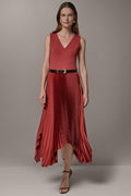SLEEVELESS MIDI MIXED MEDIA DRESS