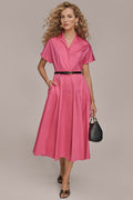 SHORT SLEEVE BUTTON-FRONT SHIRT DRESS