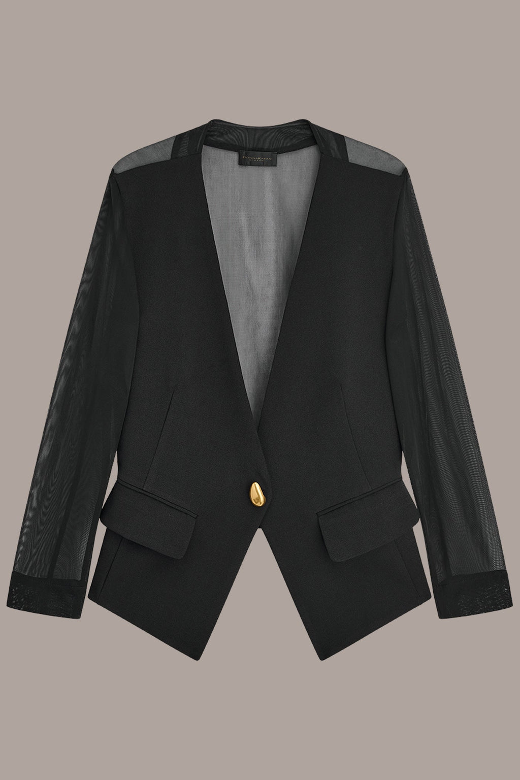 CHIFFON PANELED ONE BUTTON JACKET