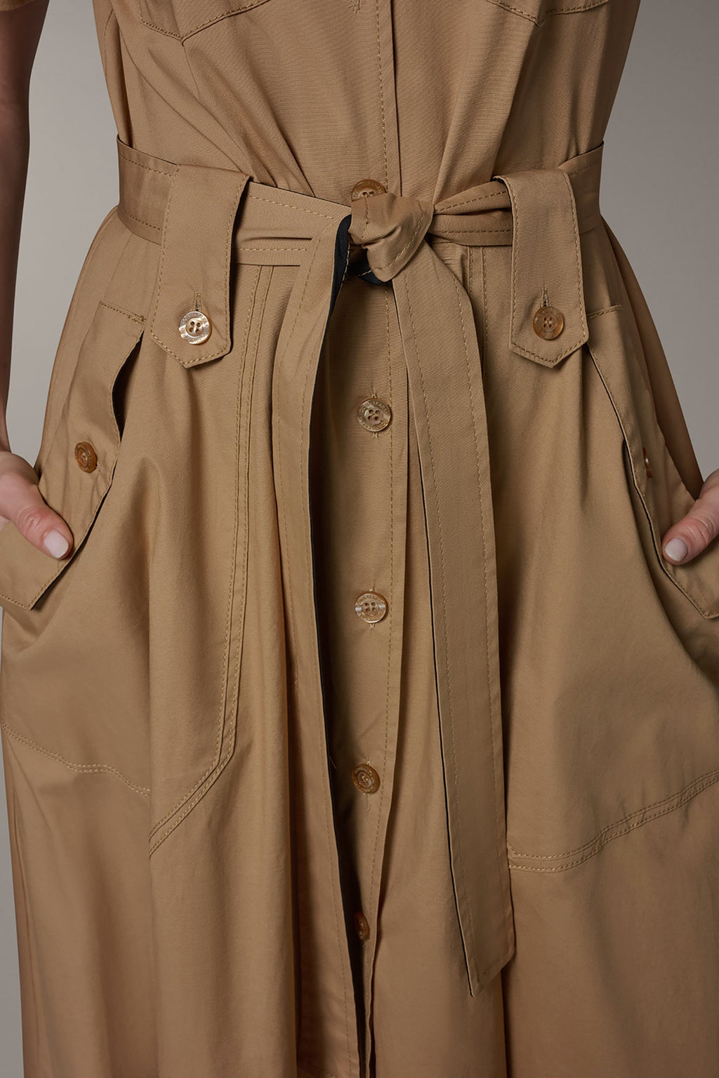 SHORT SLEEVE MIDI SHIRT DRESS
