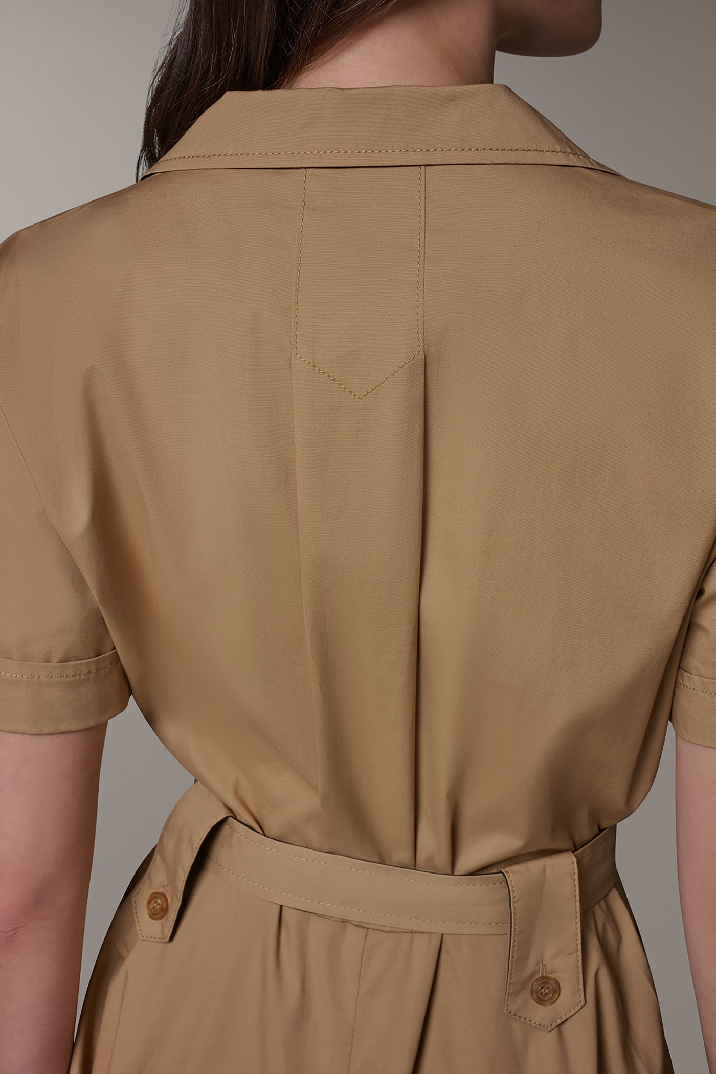 SHORT SLEEVE MIDI SHIRT DRESS