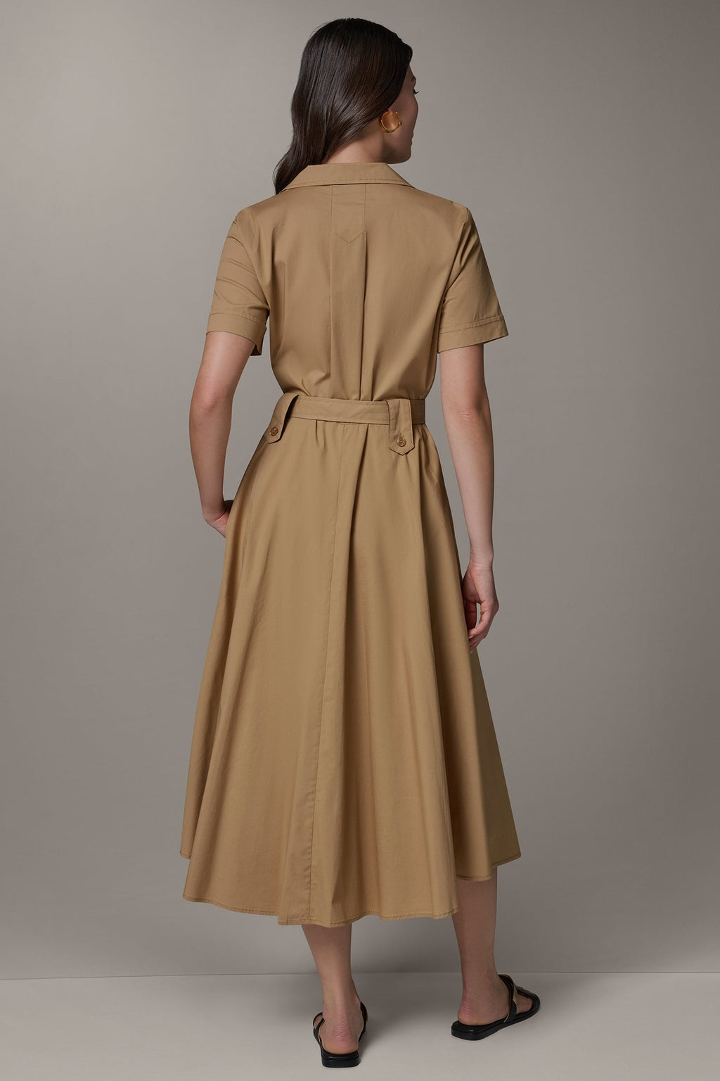 SHORT SLEEVE MIDI SHIRT DRESS