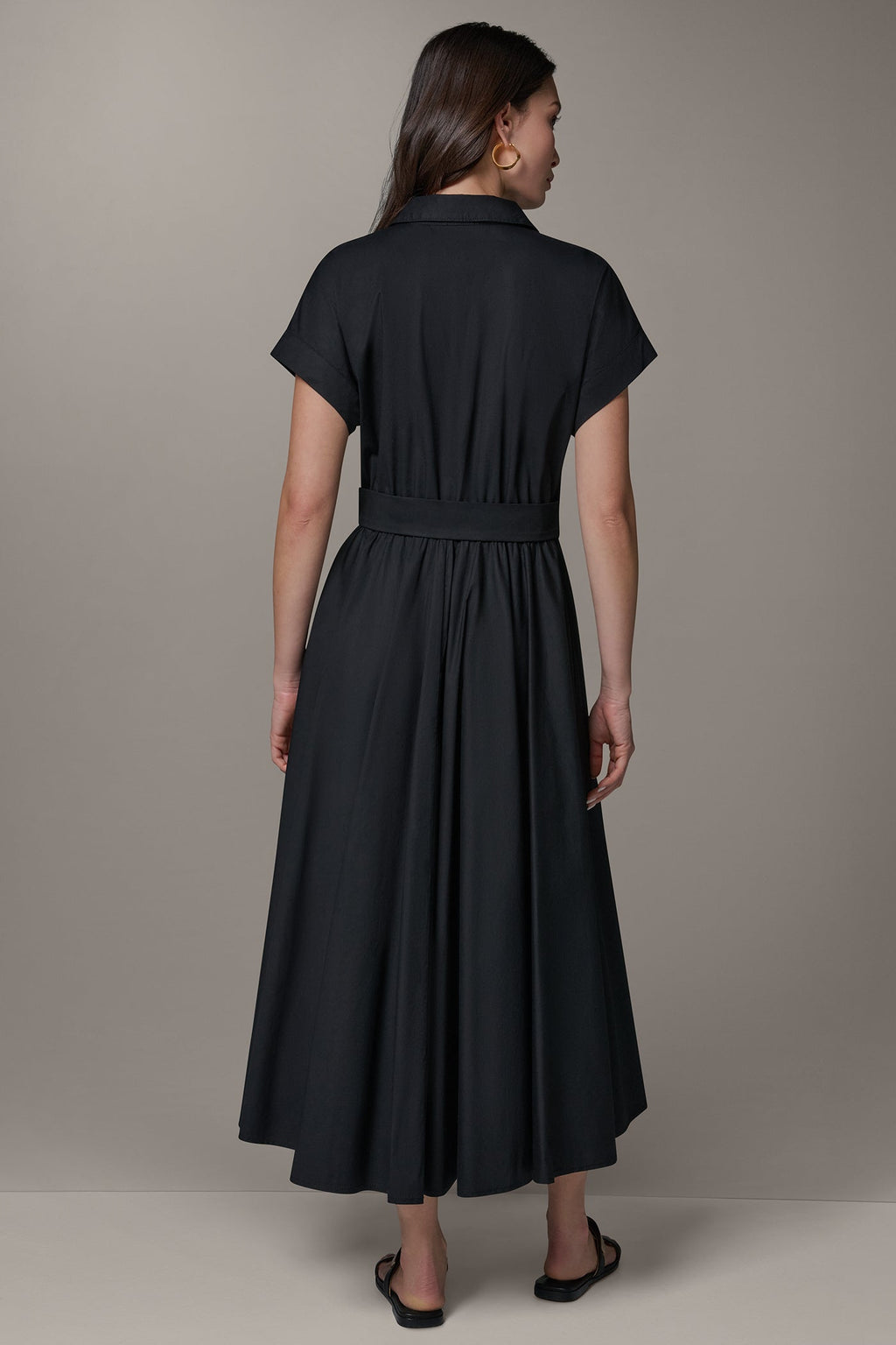SHORT SLEEVE TIE FRONT MAXI SHIRT DRESS