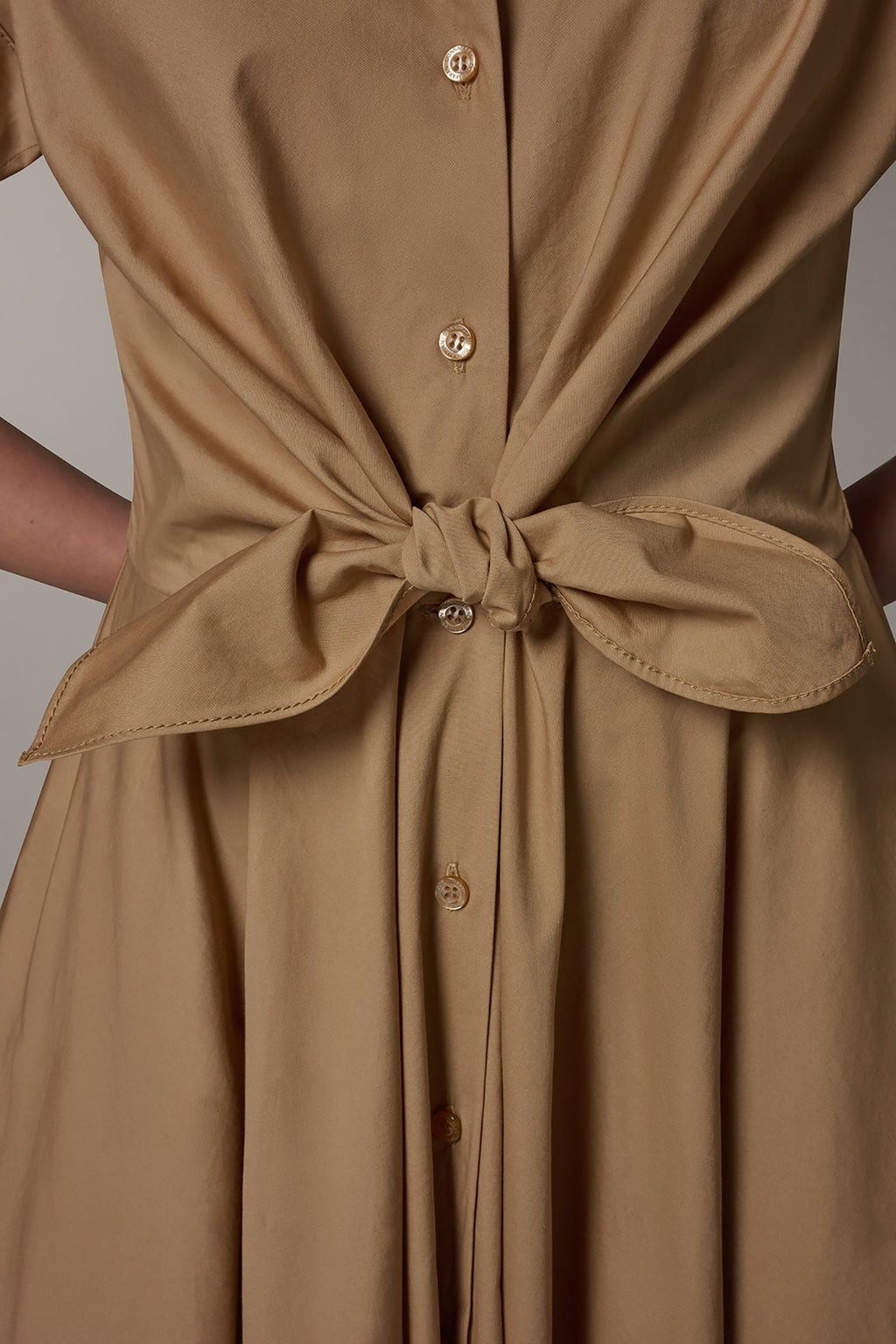 SHORT SLEEVE TIE FRONT MAXI SHIRT DRESS