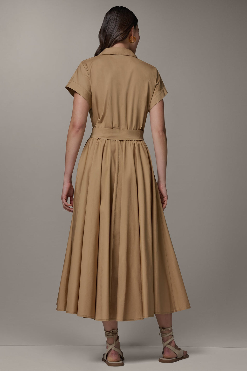 SHORT SLEEVE TIE FRONT MAXI SHIRT DRESS