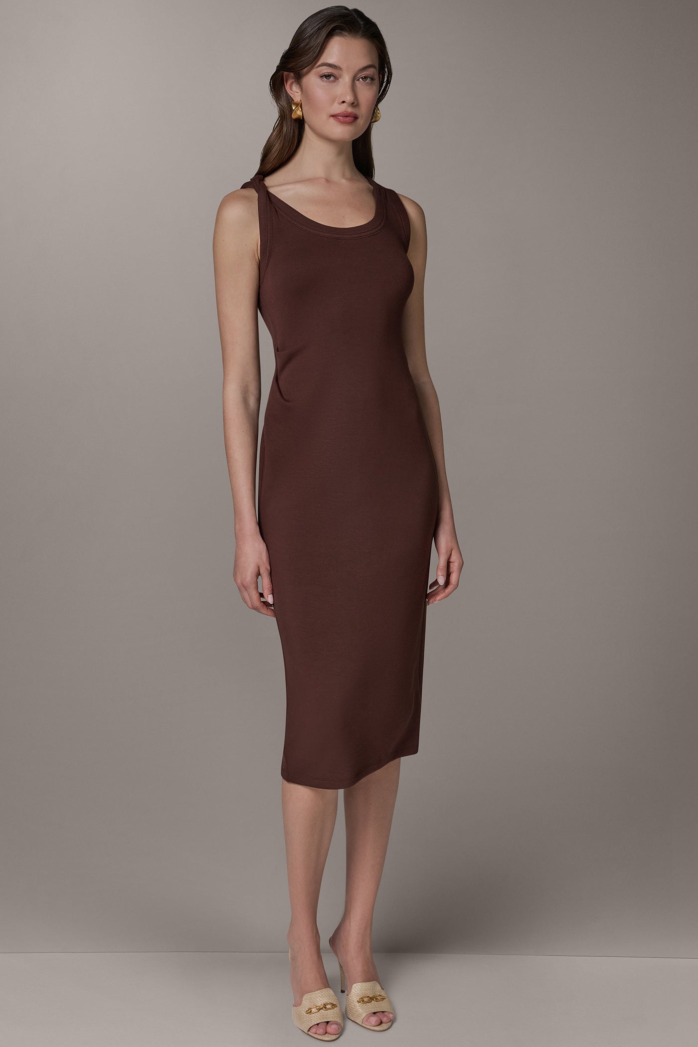SLEEVELESS TWIST MIDI DRESS