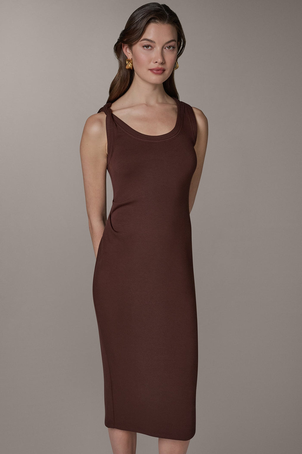 SLEEVELESS TWIST MIDI DRESS