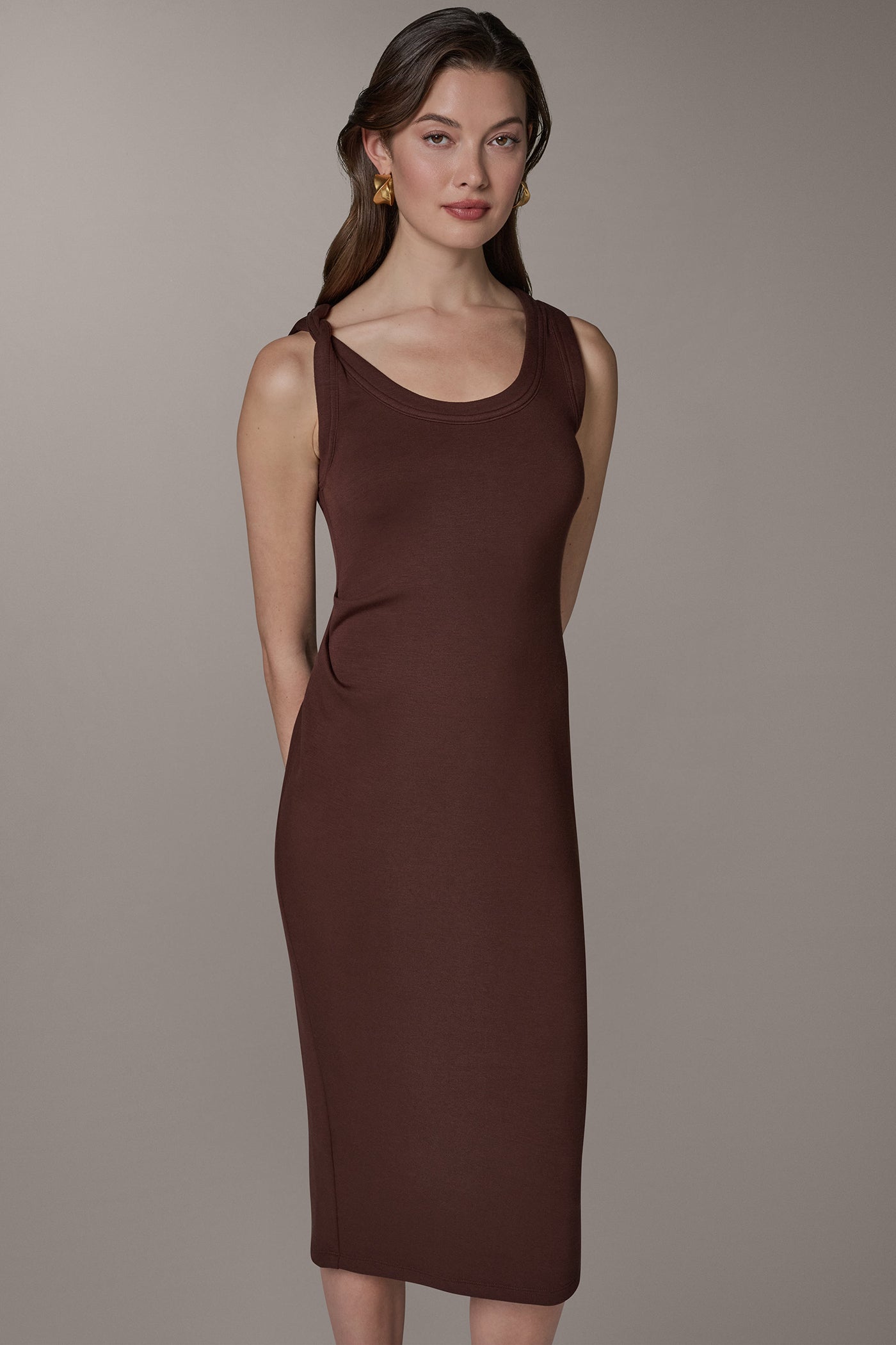 SLEEVELESS TWIST MIDI DRESS