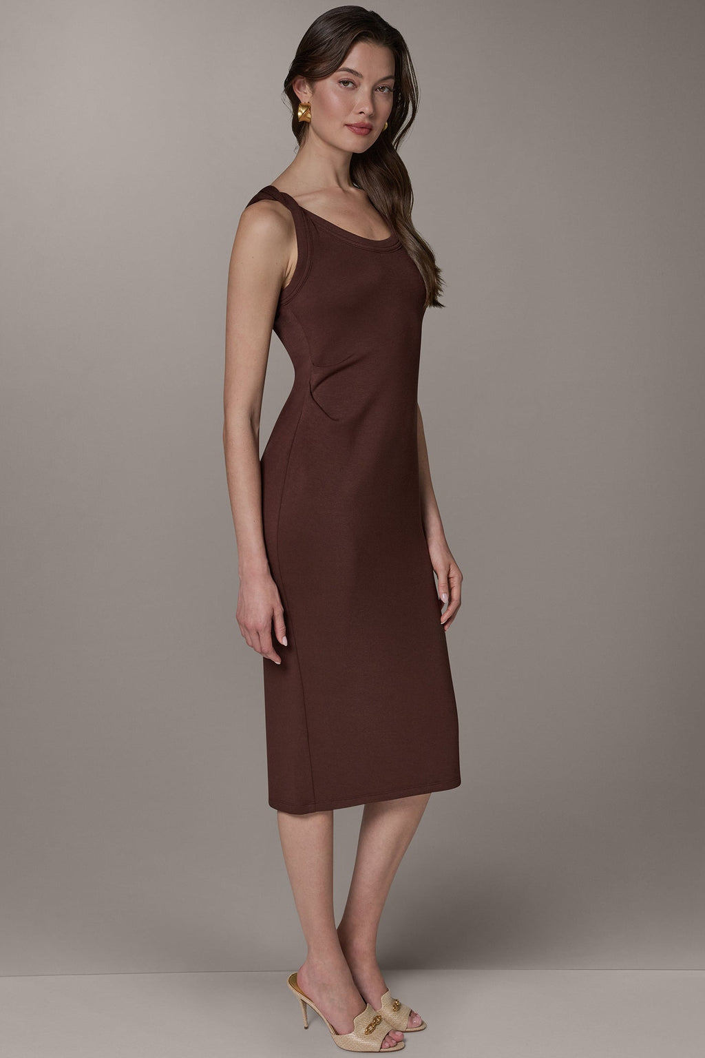 SLEEVELESS TWIST MIDI DRESS