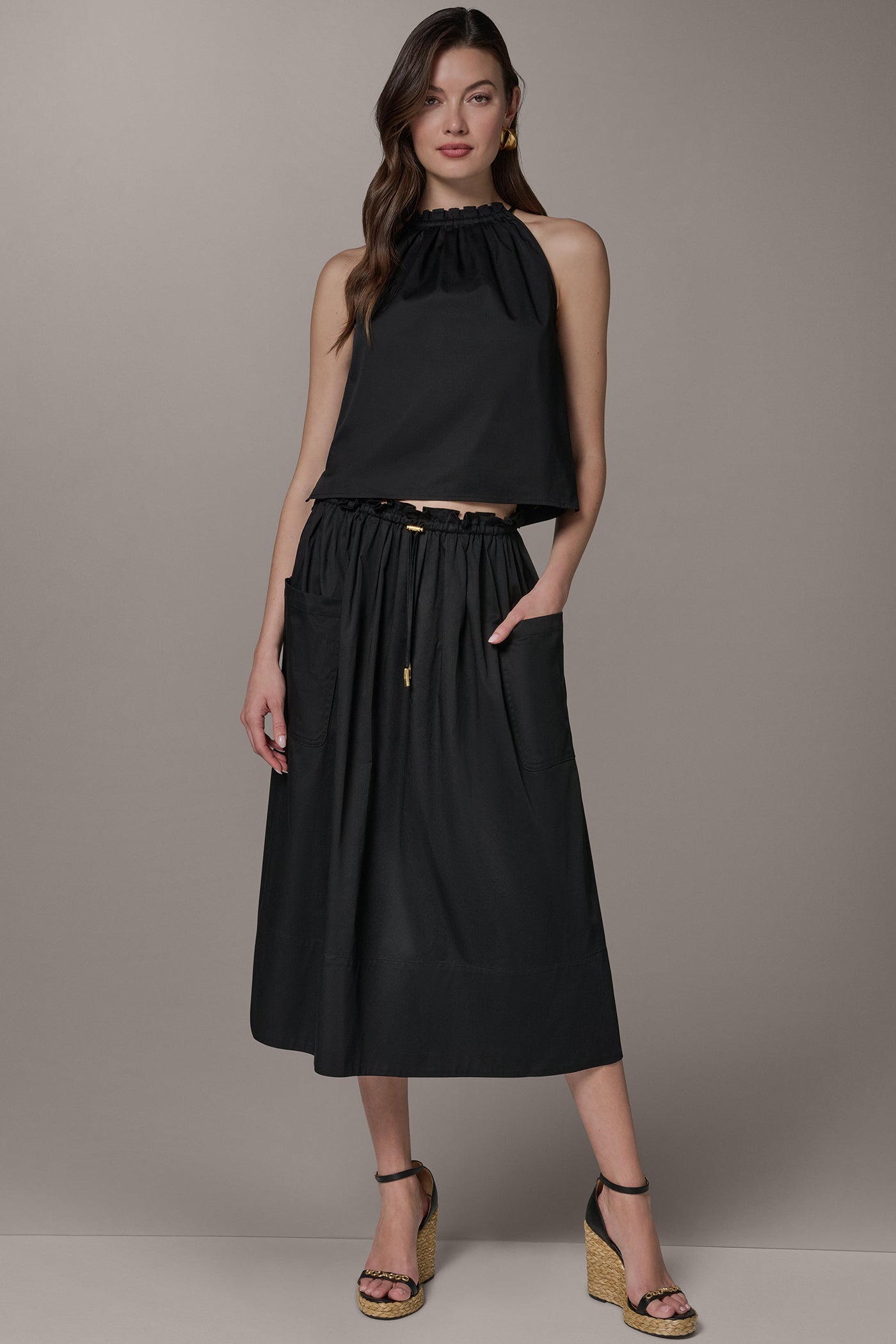 TWO-PIECE HALTER TOP AND MIDI SKIRT