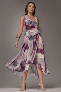 WRAP-EFFECT FLORAL MIDI A-LINE DRESS