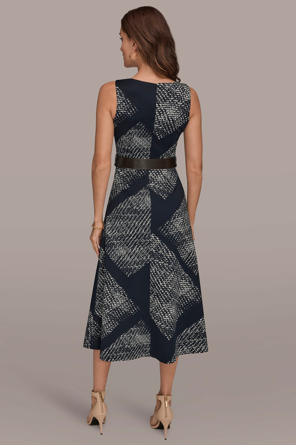 SLEEVELESS PRINTED A-LINE DRESS
