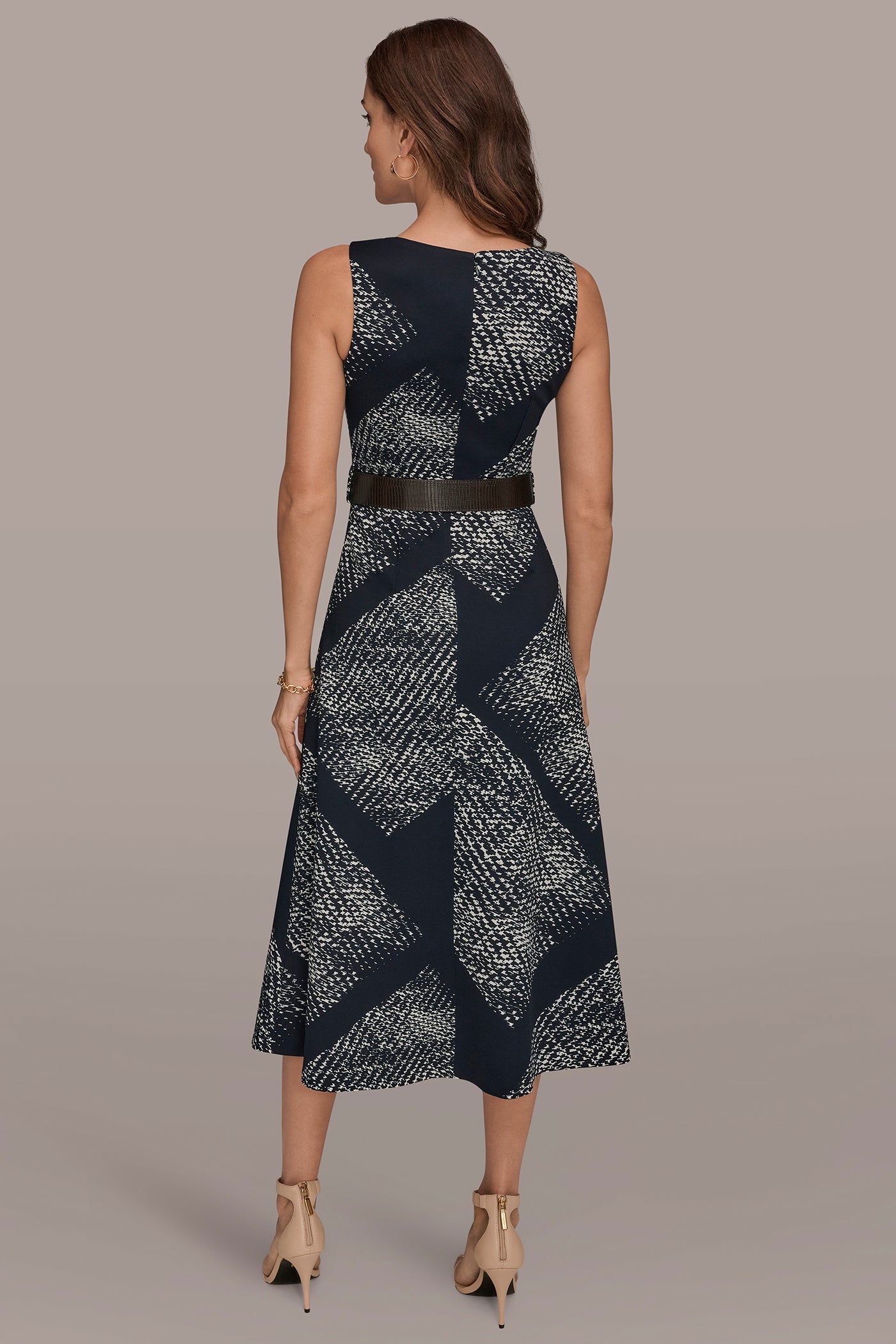 SLEEVELESS PRINTED A-LINE DRESS