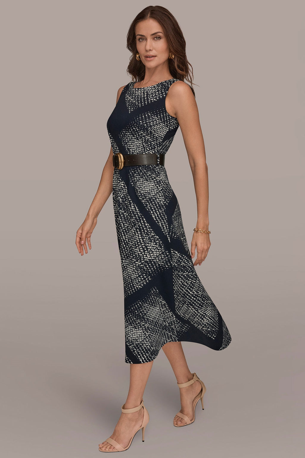 SLEEVELESS PRINTED A-LINE DRESS