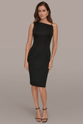 ONE-SHOULDER ASYMMETRIC MIDI SHEATH DRESS