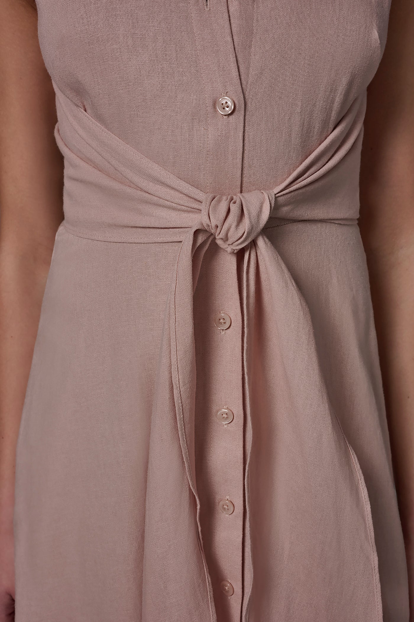 LINEN-BLEND MIDI SHIRT DRESS