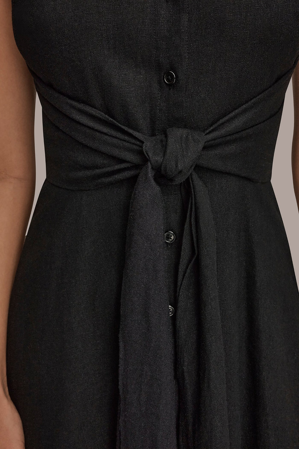 LINEN-BLEND MIDI SHIRT DRESS