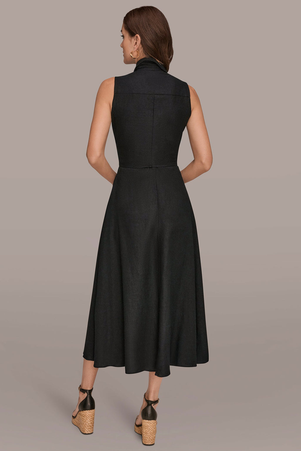 LINEN-BLEND MIDI SHIRT DRESS