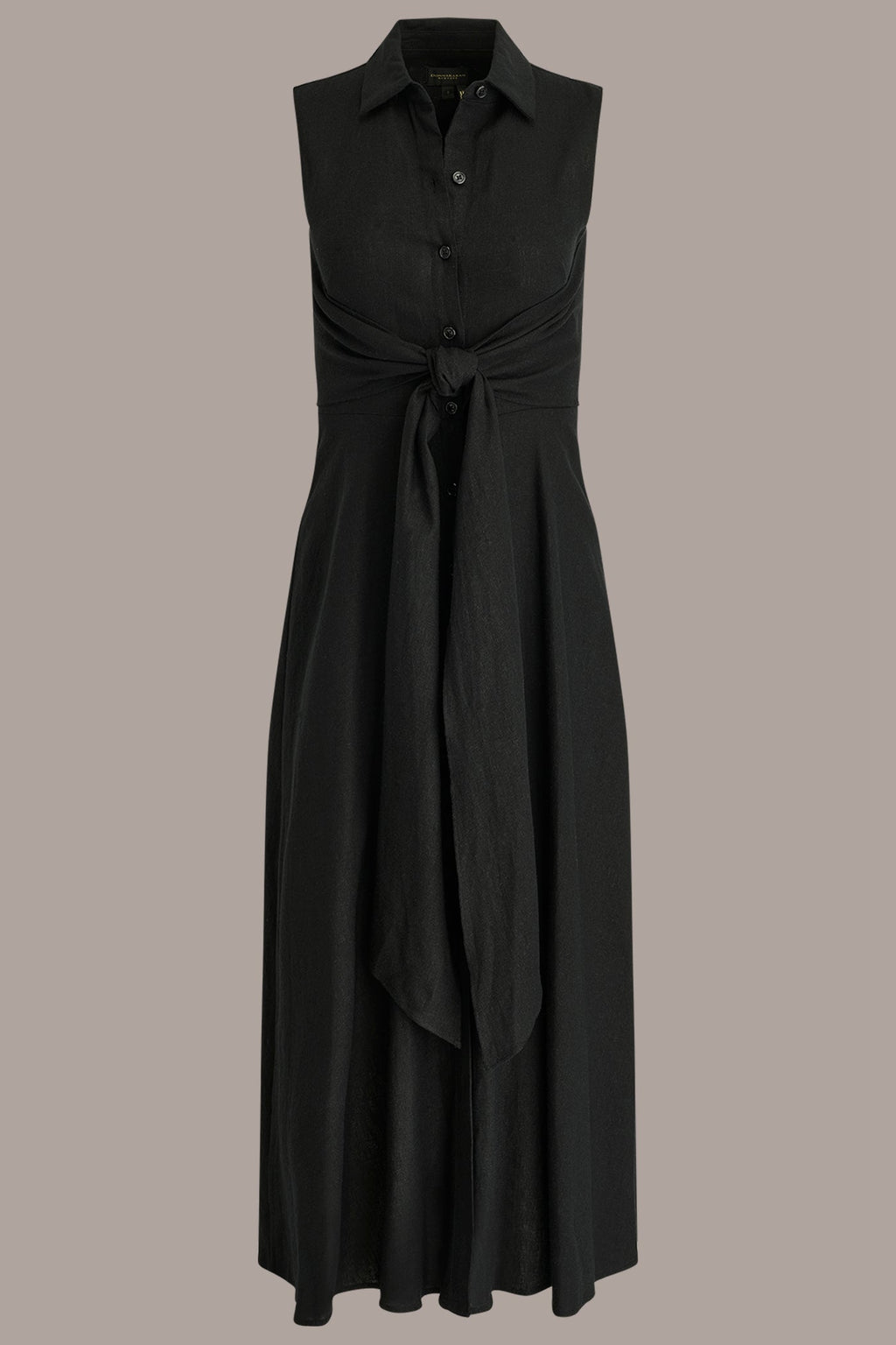 LINEN-BLEND MIDI SHIRT DRESS