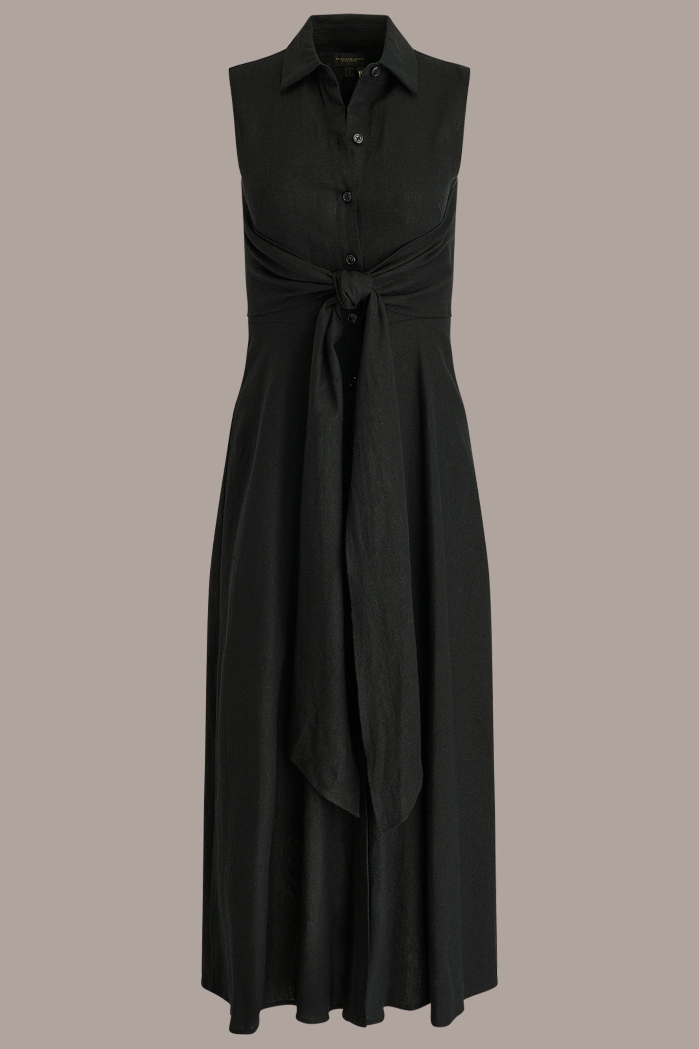 LINEN-BLEND MIDI SHIRT DRESS