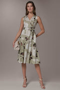 COTTON-SATEEN WRAP MIDI A-LINE DRESS