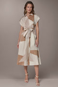 COTTON-SATEEN PRINTED MIDI SHIRT DRESS