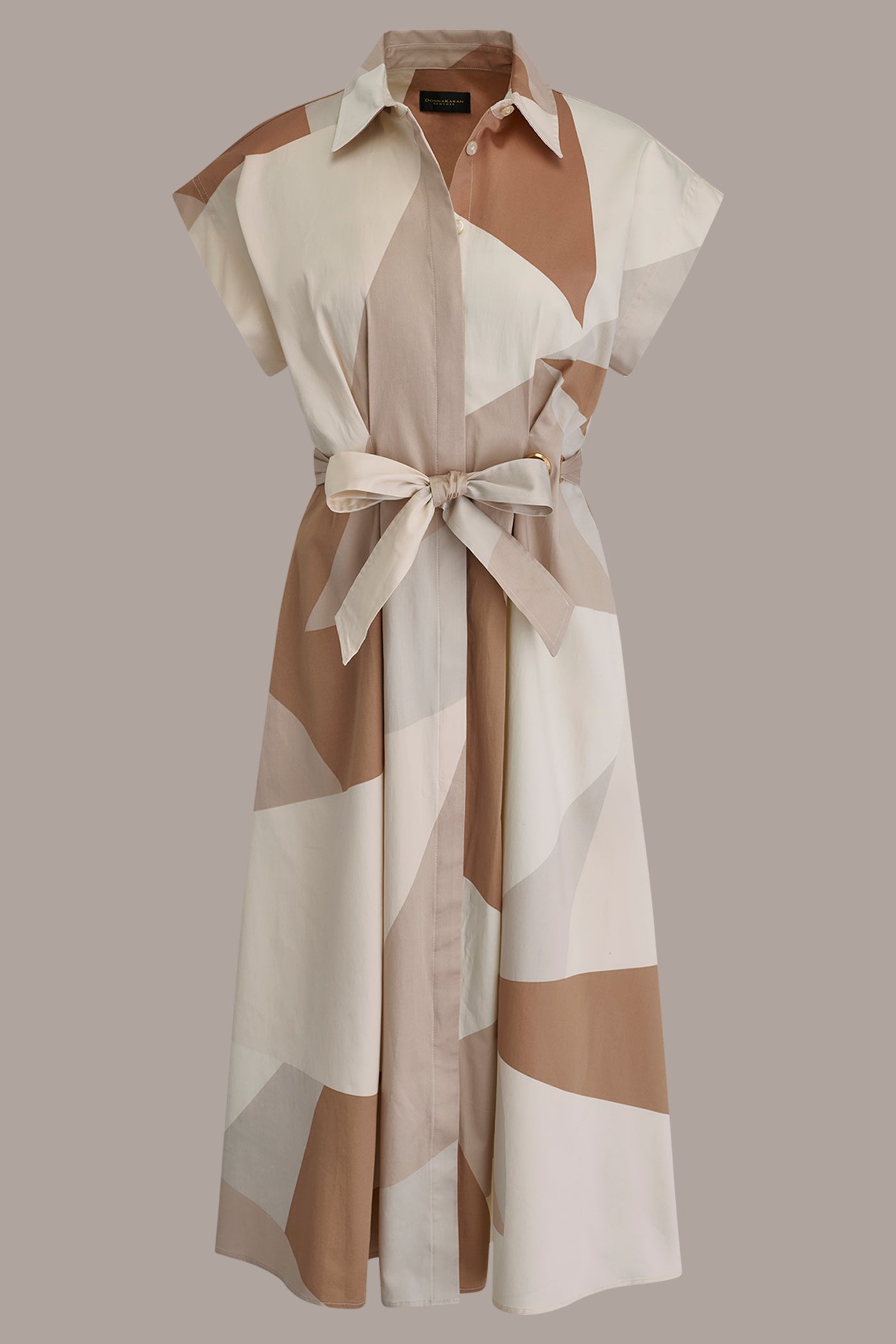 COTTON-SATEEN PRINTED MIDI SHIRT DRESS