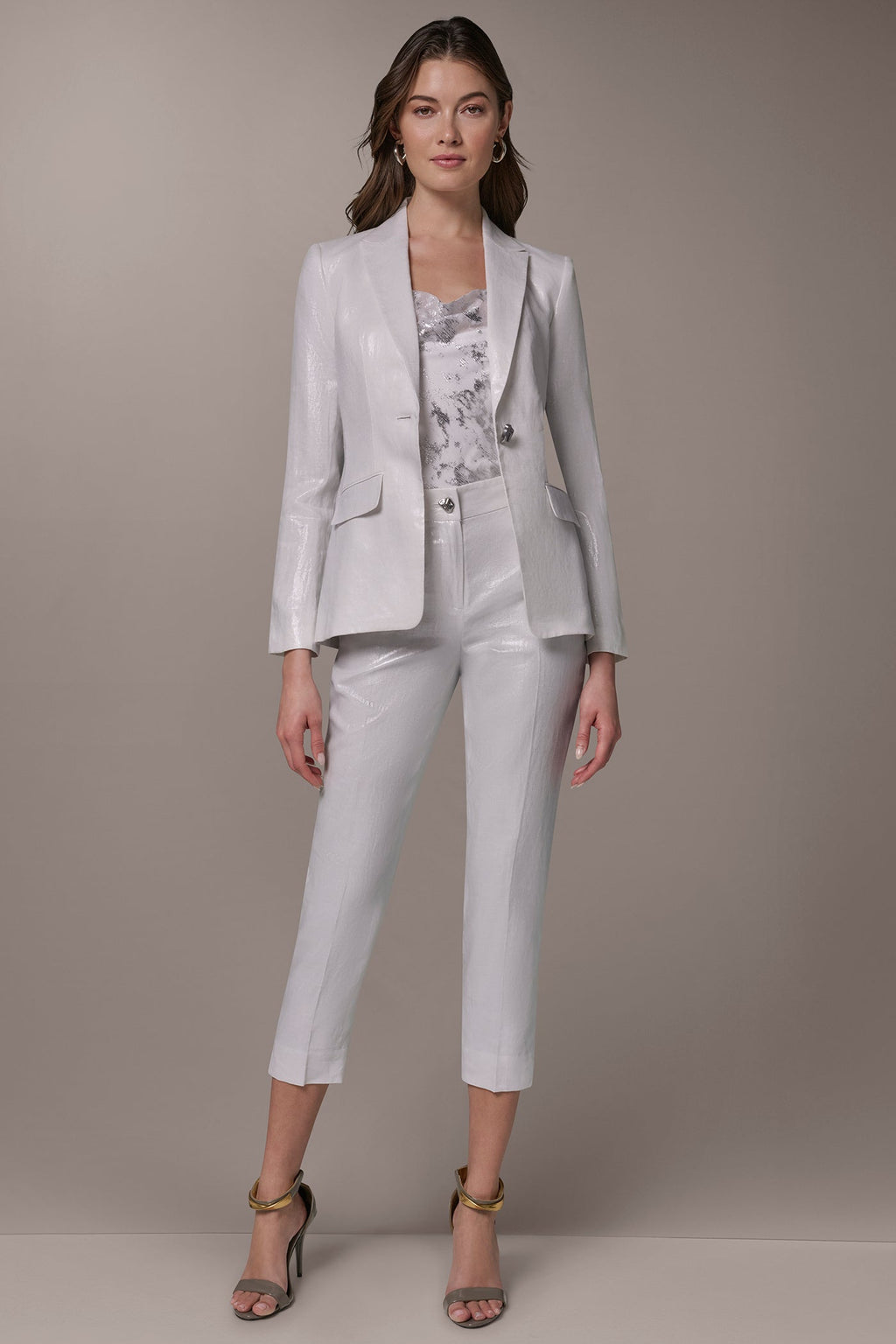 FOILED LINEN ONE-BUTTON SUIT BLAZER