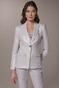 FOILED LINEN ONE-BUTTON SUIT BLAZER