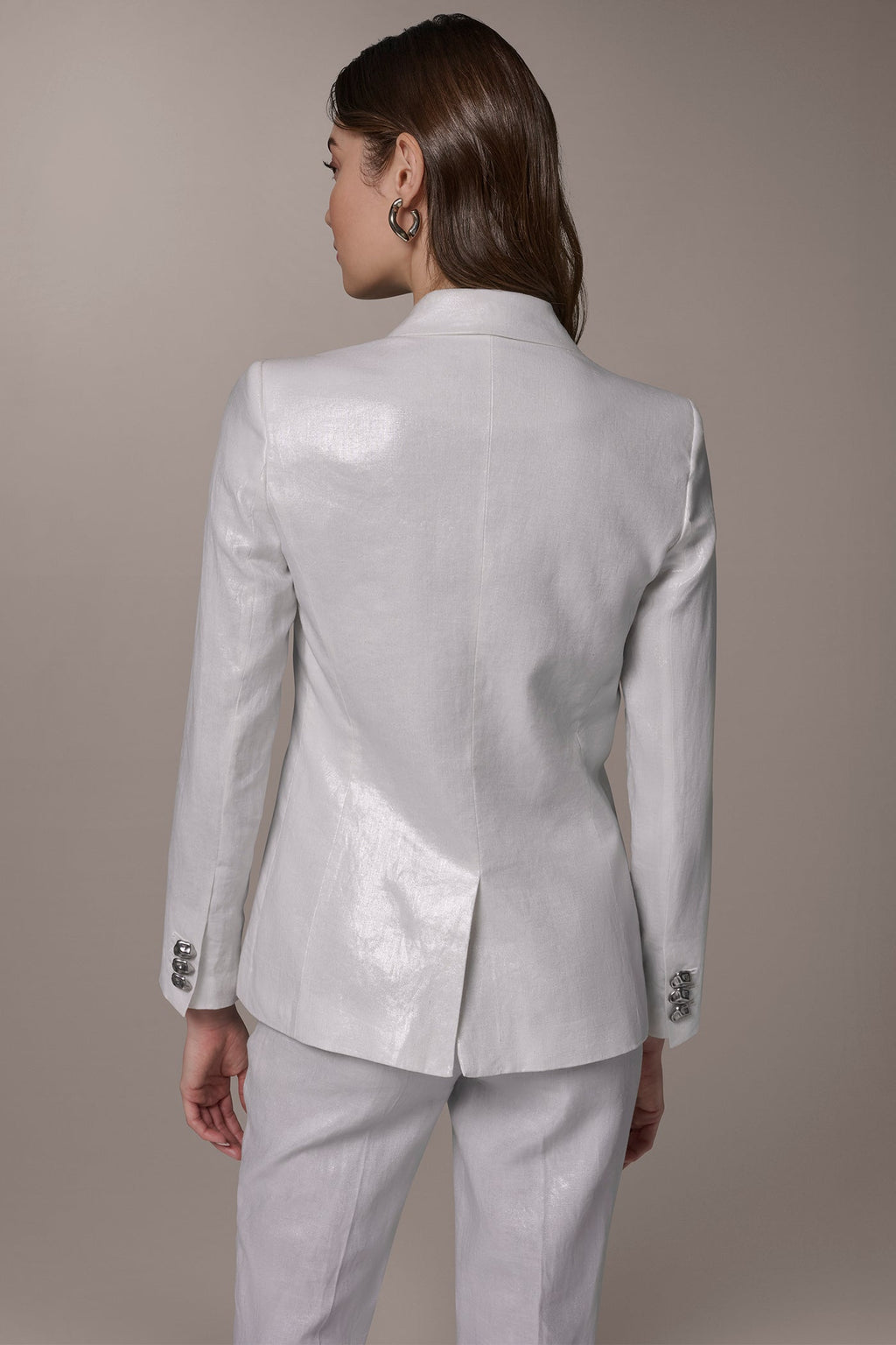 FOILED LINEN ONE-BUTTON SUIT BLAZER
