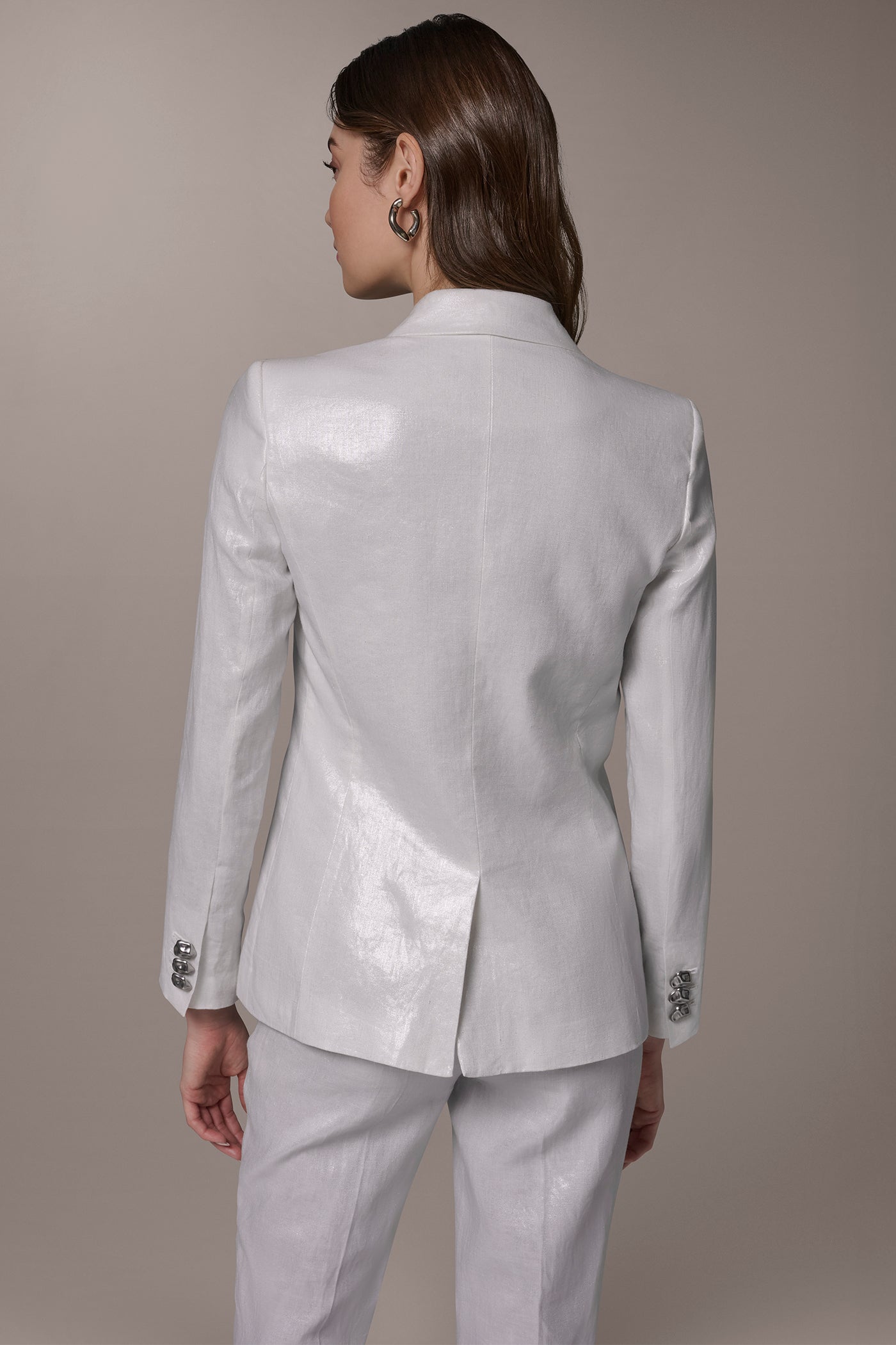 FOILED LINEN ONE-BUTTON SUIT BLAZER