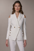 DOUBLE-BREASTED COLD-SHOULDER SUIT BLAZER