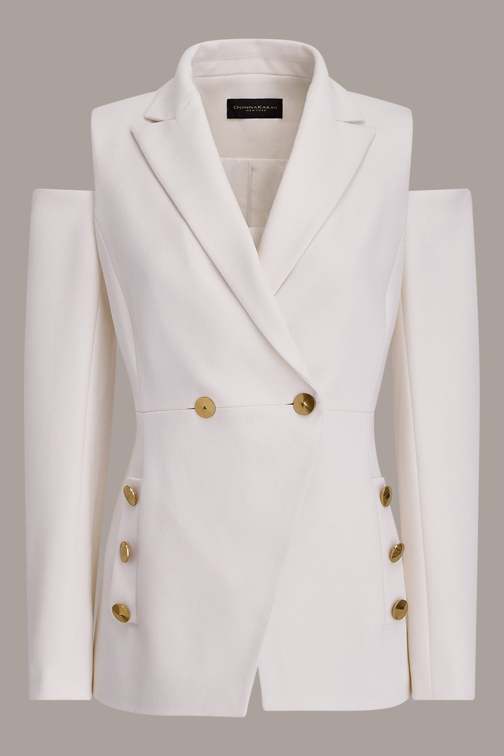 DOUBLE-BREASTED COLD-SHOULDER SUIT BLAZER