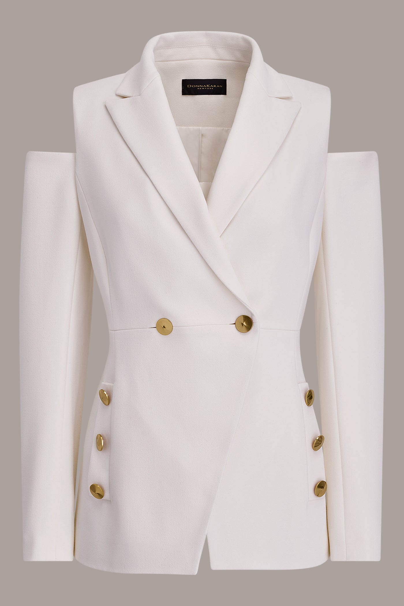 DOUBLE-BREASTED COLD-SHOULDER SUIT BLAZER