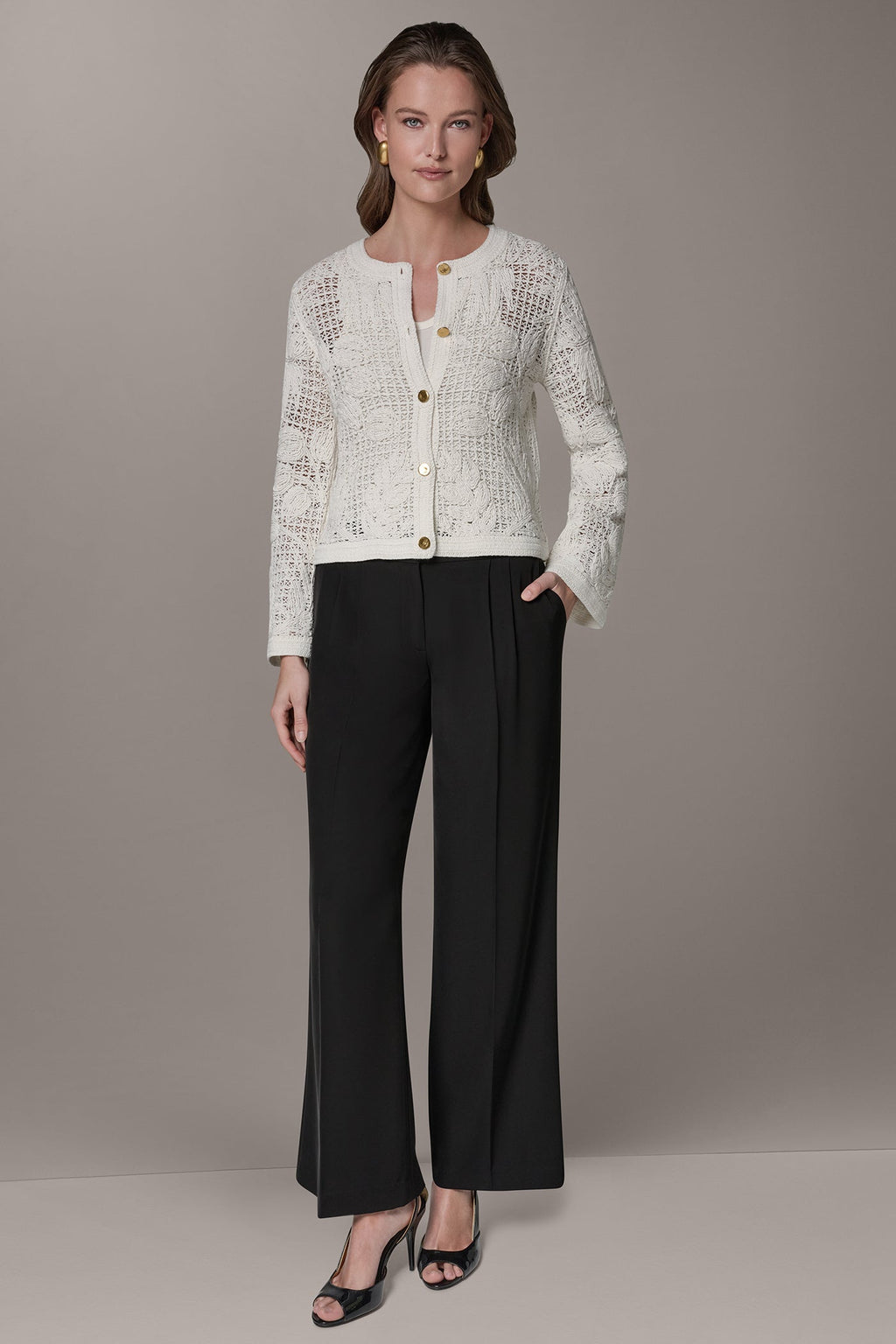 BELL SLEEVE FLORAL CROCHET JACKET