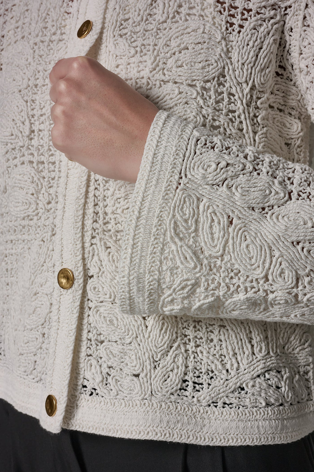BELL SLEEVE FLORAL CROCHET JACKET