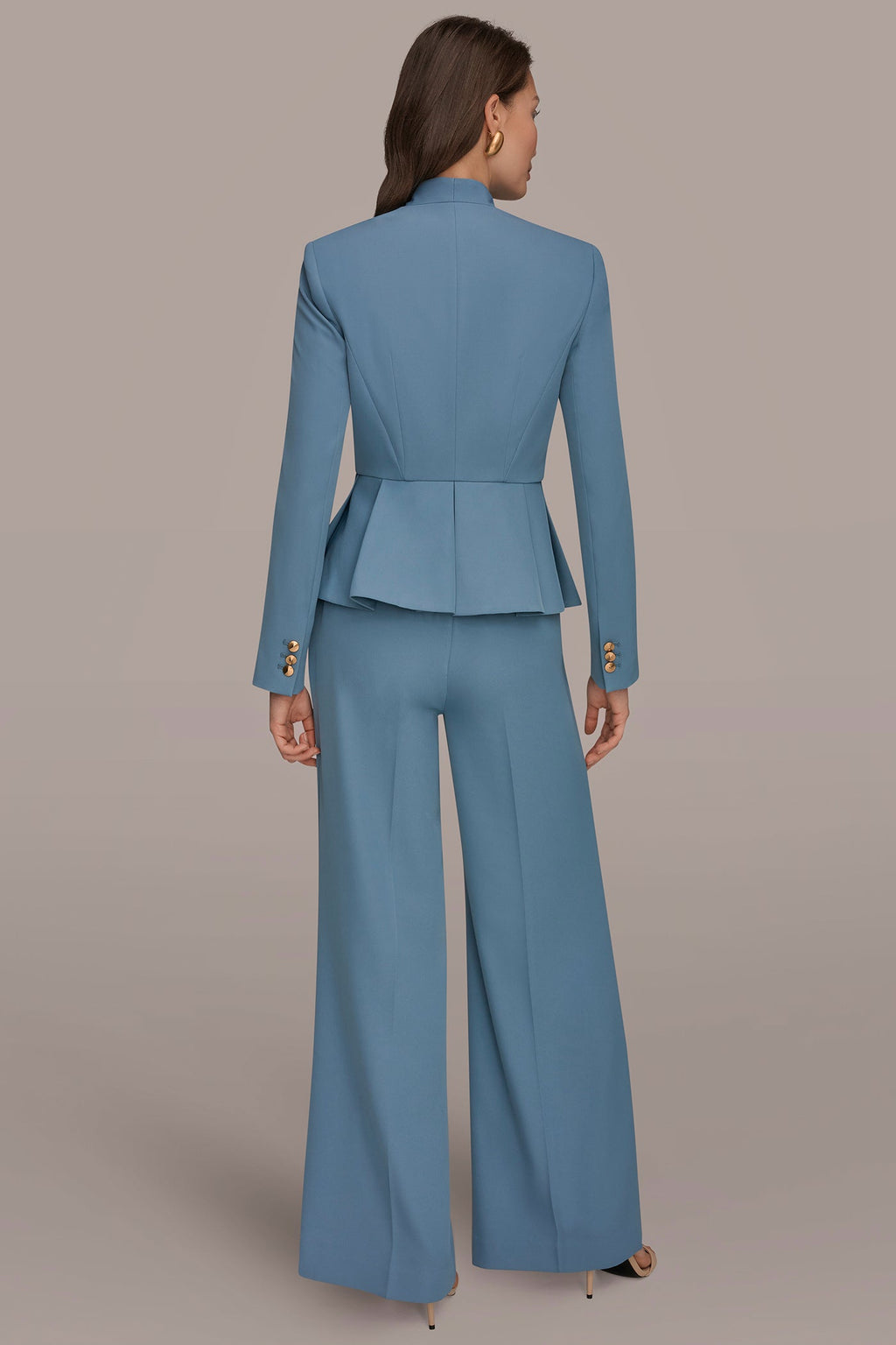COLLARLESS PLEATED PEPLUM BLAZER