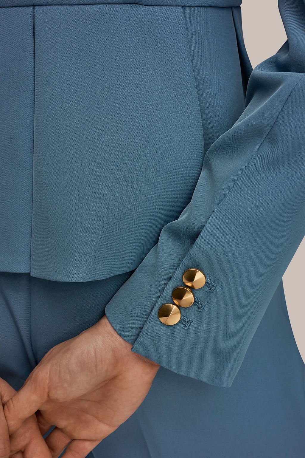 COLLARLESS PLEATED PEPLUM BLAZER