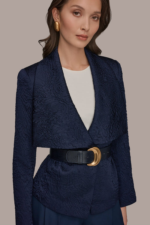 CRINKLE JACQUARD CROPPED BLAZER