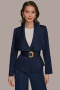 CRINKLE JACQUARD CROPPED BLAZER