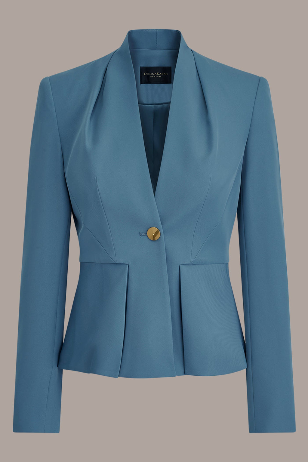 COLLARLESS PLEATED PEPLUM BLAZER
