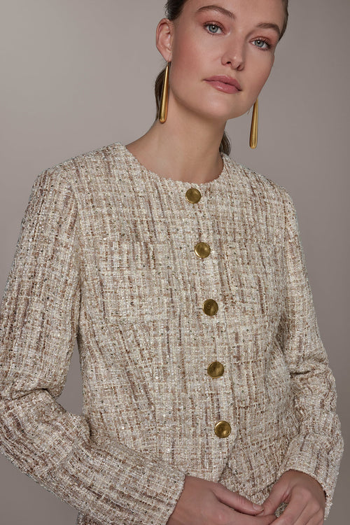 CROPPED SEQUINED TWEED LADY JACKET