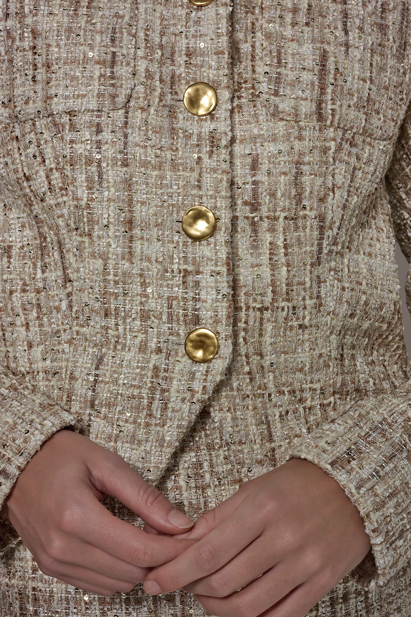 CROPPED SEQUINED TWEED LADY JACKET
