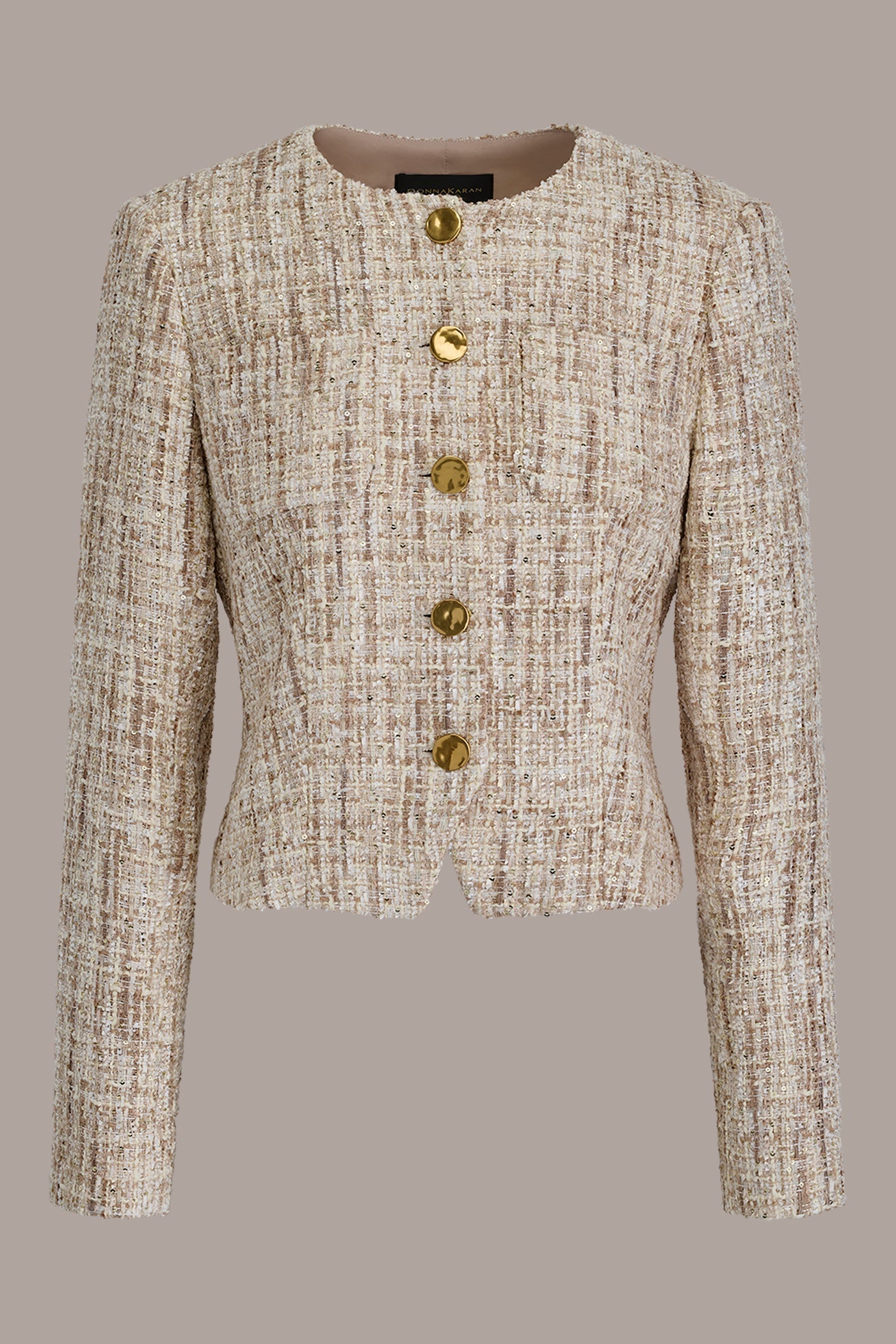 CROPPED SEQUINED TWEED LADY JACKET