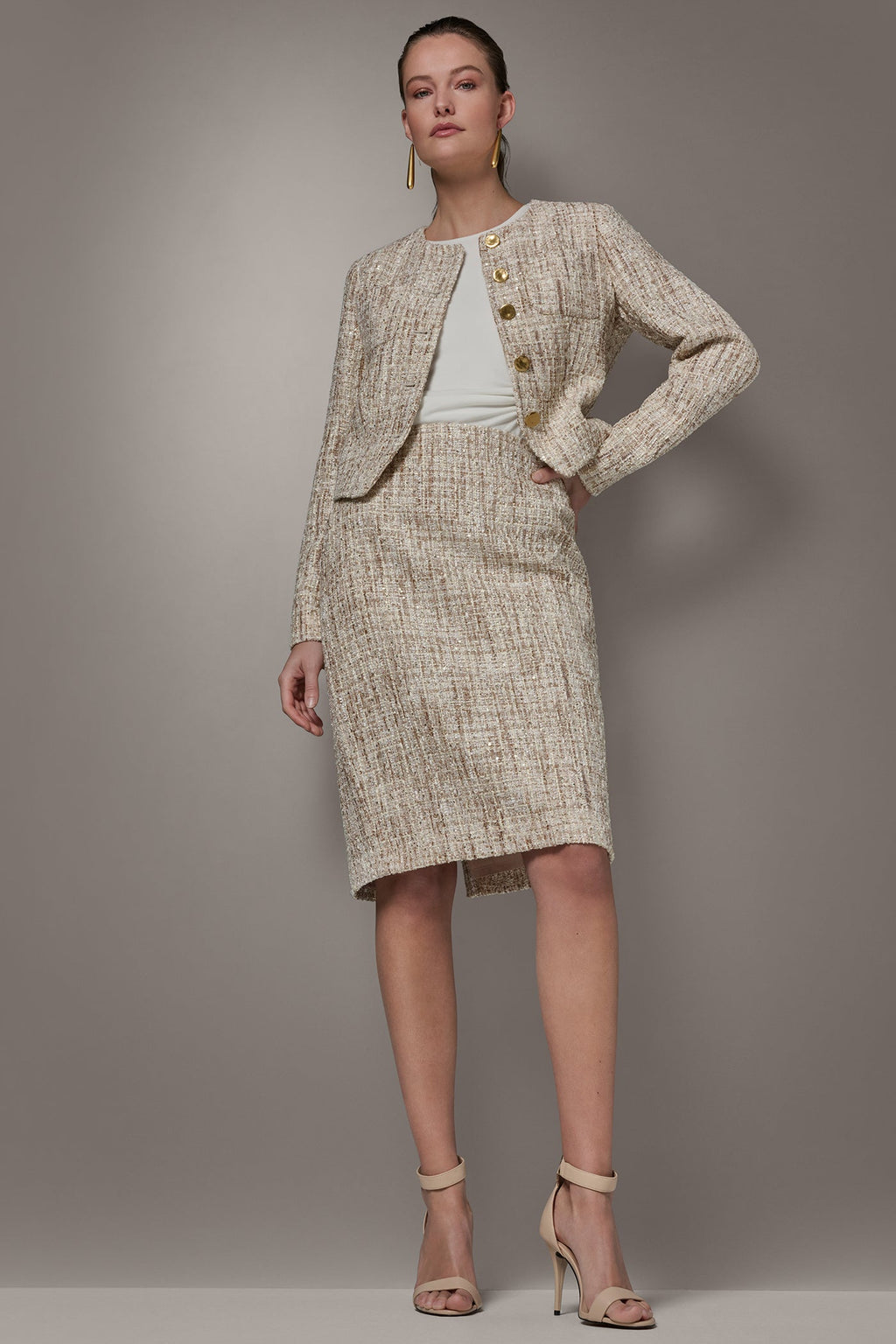 CROPPED SEQUINED TWEED LADY JACKET