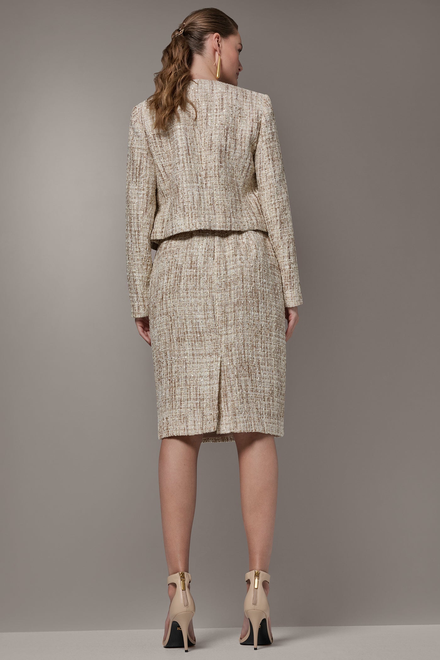 CROPPED SEQUINED TWEED LADY JACKET