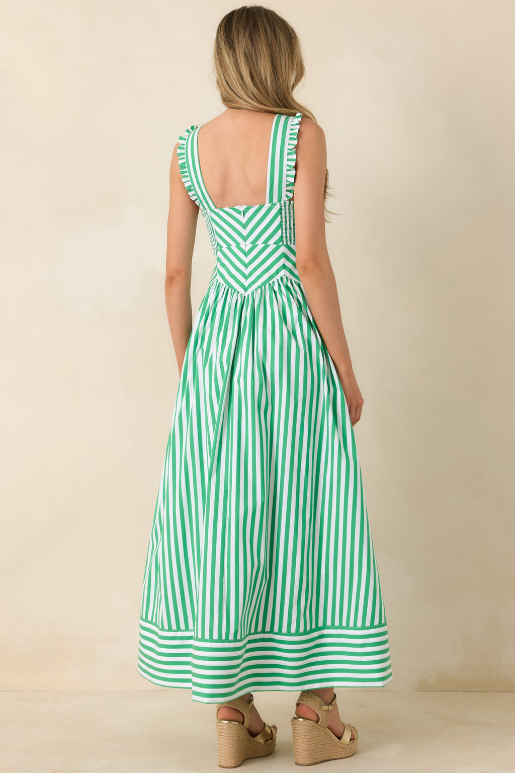 It’s a Good Thing Green Stripe Cotton Blend Sleeveless Maxi Dress