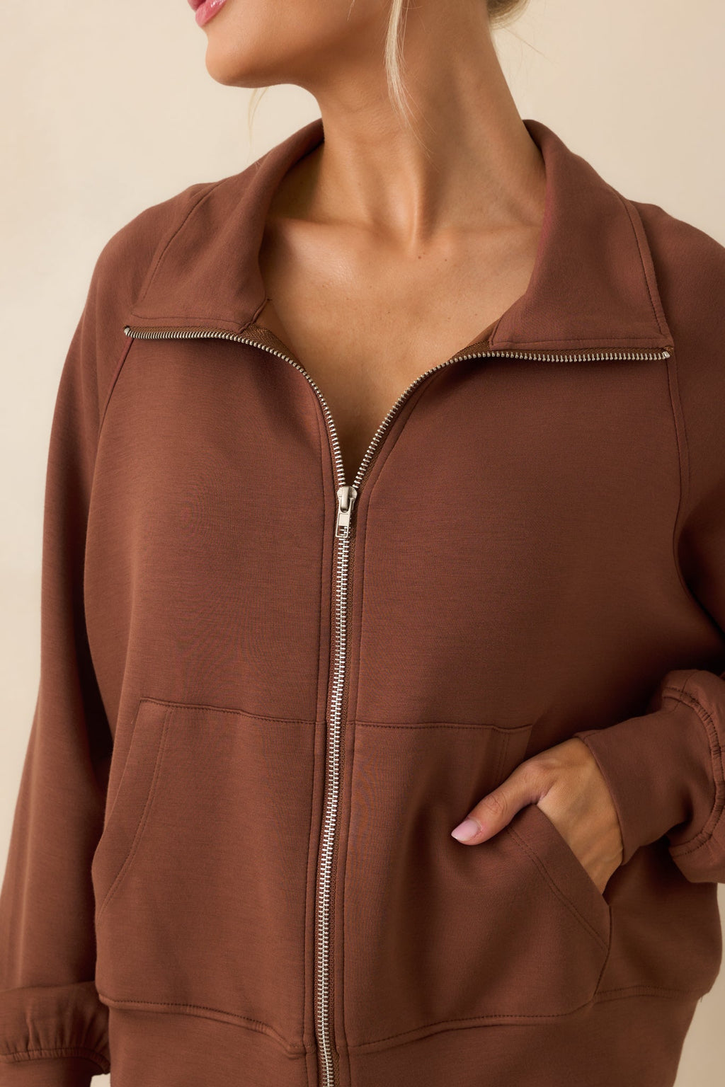 Running Errands Brown Zip Up Jacket